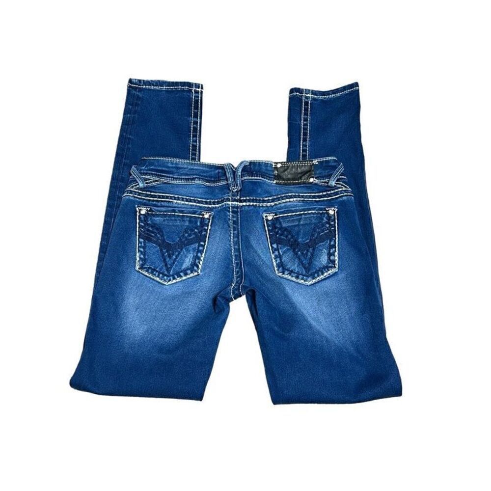 Vigoss Dark Wash Heavy Stitched Jeans with Rhinestones